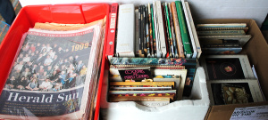 Lot 19 - 3 x Boxes Books & Ephemera News Papers w famous headlines, Vintage Lot 19 - 3 x Boxes Books & Ephemera News Papers w famous headlines, Vintage