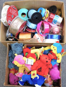 Lot 21 - 2 x Boxes -1990s Soft Toys Beanie Kids & Ribbons inc Scruffy, Candy