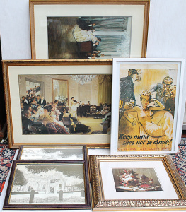 Lot 34 - Group - Framed Prints - Large gilt framed Classical, reproduction WW2