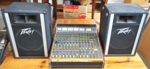 Lot 61 - Vintage Tascam M-35 8 Channel Mixer & Pair of Peavy Speakers Model