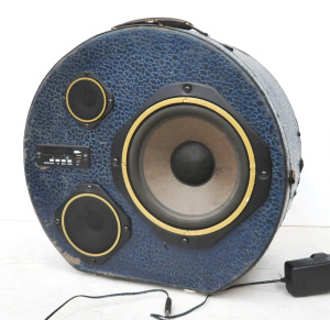 Lot 62 - 1930s Hat Box Converted to Speaker w USB interface , 12v Power Adaptor Lot 62 - 1930s Hat Box Converted to Speaker w USB interface , 12v Power Adaptor