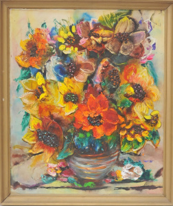 Lot 91 - Artist Unknown large framed c1970s Mixed media (Oil & Watercolour) Lot 91 - Artist Unknown large framed c1970s Mixed media (Oil & Watercolour)