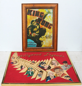 Lot 96 - 2 x framed Pictures - Hand painted on Felt 'Hollywood Legends' 46x61cm
