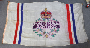 Lot 122 - Large WW2 British Home Front, National Savings Bank Flag 1240 x 2240c Lot 122 - Large WW2 British Home Front, National Savings Bank Flag 1240 x 2240c
