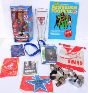 Lot 126 - Group lot of Sporting items inc 1980s NFL Giw ti okat Aust Football, D