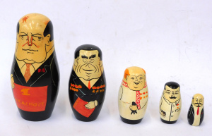 Lot 156 - Set of 5 Babushka Nesting dolls - Russian Leaders inc Gorbachev