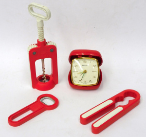 Lot 158 - Mixed Group Red retro inc Italian Biesse Red & White Cork screw, B Lot 158 - Mixed Group Red retro inc Italian Biesse Red & White Cork screw, B