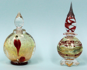 Lot 181 - 2 x Richard Clements signed Australian Art Glass perfume Bottles with Lot 181 - 2 x Richard Clements signed Australian Art Glass perfume Bottles with