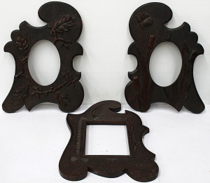 Lot 189 - 3 x vintage c1930s Chip Carved Picture Frames - Pair with Carved Oak L