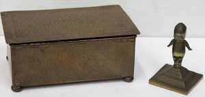 Lot 201 - 2 x pieces vintage Brassware - WMF beaten Box w segmented interior + S Lot 201 - 2 x pieces vintage Brassware - WMF beaten Box w segmented interior + S