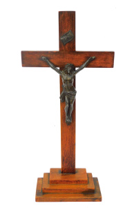 Lot 203 - Vintage Religious Oak Crucifix with stepped base 38cm H