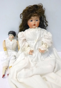 Lot 205 - 2 x Dolls inc, Repo bisque headed with composition body, flirty glass