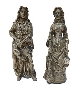Lot 213 - Pair of Italian Luigi Toni figurines w Thin Silver Wrap- Cavalier and Lot 213 - Pair of Italian Luigi Toni figurines w Thin Silver Wrap- Cavalier and