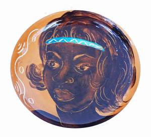 Lot 224 - Vintage Guy Boyd Australian Pottery shallow bowl with hand painted abo