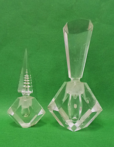 2 x Vintage Art Deco Style Japanese Cut Crystal perfume bottles inc, Pagoda desi