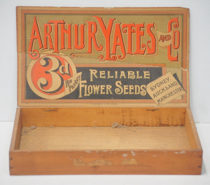 Vintage Wooden Point of Sale Display Box for Arthur Yates & Co Flower Seeds