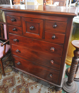 Lot 1 - Large Victorian Cedar 8 Drawer Chest - VGC, 126cm H Lot 1 - Large Victorian Cedar 8 Drawer Chest - VGC, 126cm H