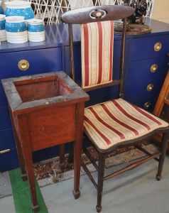 Lot 26 - 2 x pieces Vintage Arts & Crafts Furniture - Ebonised High Back Cha Lot 26 - 2 x pieces Vintage Arts & Crafts Furniture - Ebonised High Back Cha