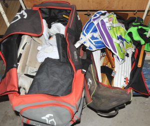 Lot 45 - 2 x Cricket Bags w Contents & Other incl Cricket Helmets, Pads, Sno