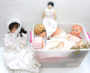 Lot 47 - Bisque headed with composition body, flirty glass sleep eyes, open mout