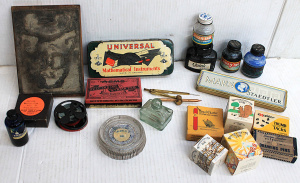 Lot 60 - Vintage Stationary & Printing Packaging inc Tasmania Ink Stone, Cal Lot 60 - Vintage Stationary & Printing Packaging inc Tasmania Ink Stone, Cal