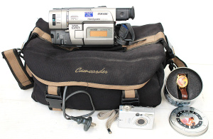 Lot 71 - Group Lot inc Sony Handycam Vision Camcorder, Cannon IXUS 430 digital c