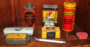 Lot 79 - Lot of Vintage Bike Repair Tins & Packaging inc Dunlop Tube Repair, Lot 79 - Lot of Vintage Bike Repair Tins & Packaging inc Dunlop Tube Repair,