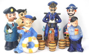 Lot 85 - 6 x Vintage Japanese Novelty Seaman Decanters inc Peg Leg Pirate, Sail Lot 85 - 6 x Vintage Japanese Novelty Seaman Decanters inc Peg Leg Pirate, Sail