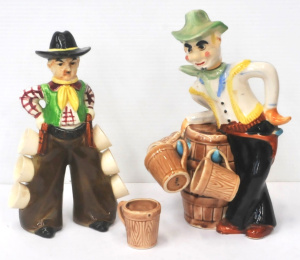 Lot 87 - 2 x Vintage Japanese Novelty Cowboy decanters inc Cowboy leaning on bar