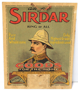 Lot 88 - Sirdar Home Goods Advertisement, John McLeod & Co Ballarat 1920 Vin Lot 88 - Sirdar Home Goods Advertisement, John McLeod & Co Ballarat 1920 Vin