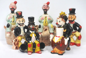 Lot 117 - 7 x Vintage Japanese Novelty Clown themed decanters inc Jovial, Colour Lot 117 - 7 x Vintage Japanese Novelty Clown themed decanters inc Jovial, Colour
