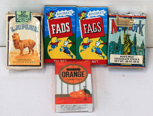 Lot 125 - Lot of Novelty Lolly Cigarette packaging inc Riviera's Fads, pre & Lot 125 - Lot of Novelty Lolly Cigarette packaging inc Riviera's Fads, pre &