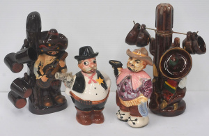 Lot 137 - 4 x Vintage Japanese Novelty Decanters inc 2 x Mexican themed with cup