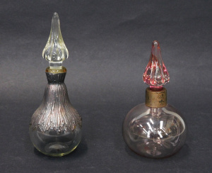 Lot 141 - 2 x Vintage Perfume Bottles inc Pink tinged clear with hallmarked ster