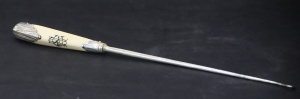 Lot 143 - c1890 Sterling Silver & Ivory Button Hook - Hallmarked Sheffield E