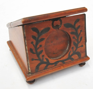 Lot 151 - Vintage c1910s Satin Wood Fob Watch Stand - inlaid design to front &am Lot 151 - Vintage c1910s Satin Wood Fob Watch Stand - inlaid design to front &am