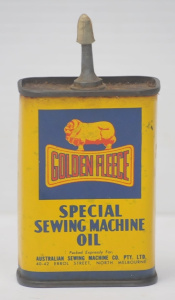 Lot 165 - Vintage Golden Fleece Special Sewing Machine Oil 4 Fluid Ounce Tin Lot 165 - Vintage Golden Fleece Special Sewing Machine Oil 4 Fluid Ounce Tin