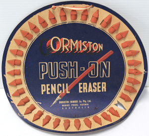 Lot 167 - Vintage Point of Sale Display Ormiston Push on Erasers, Ormiston Rubbe Lot 167 - Vintage Point of Sale Display Ormiston Push on Erasers, Ormiston Rubbe