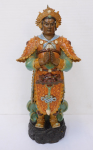 Lot 188 - Large vintage style Chinese Pottery Figure - Skanda The Guardian of Bu Lot 188 - Large vintage style Chinese Pottery Figure - Skanda The Guardian of Bu
