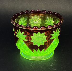 Lot 197 - Victorian Riverside Glass Citrine & Ruby Flash Uranium glass Bowl