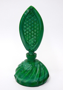 Lot 204 - Art Deco Bohemian Malachite Perfume bottle Swirled Base with Tear Drop