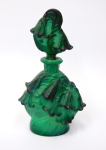Lot 213 - Art Deco Bohemian Malachite Perfume Bottle with moulded Lily of the Va Lot 213 - Art Deco Bohemian Malachite Perfume Bottle with moulded Lily of the Va