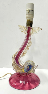 Lot 216 - Vintage Murano pink & clear glass figural lamp - classical dolphin