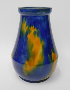 Lot 223 - Large McHugh c1930s Australian Pottery Vase - Rich Blue & Yellow g