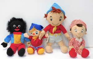 4 Soft Character Toys inc 3 x Noddy inc 1980s Noddy 36cm L & Golliwog