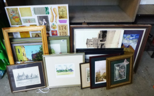 Group lot of Painting, Prints, Frames etc inc, Venetian Canal Scene, Melbourne C