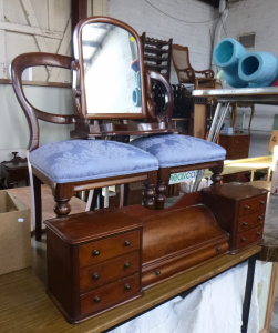 Group lot of Victorian Cedar Furniture items inc, pair of Balloon back chairs, d