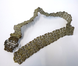 Vintage Ornate Steel Nurses Belt, decorative pierced design, approx 70cm L