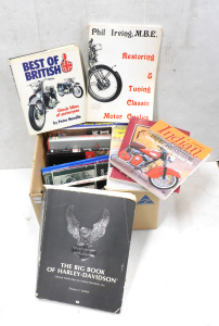Box lot - Vintage & Modern Motorcycle Books - The Iron Redskin, Norton Singl
