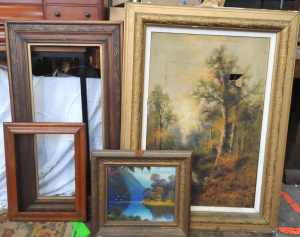 Group lot - 2 x Vintage c1900 Decorative Oil Paintings incl Large European Lands